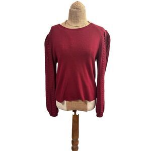 Splendid textured blouson sleeve sweater pullover sz small red burgundy